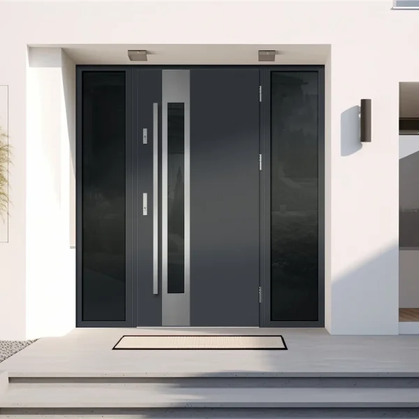 Vhodna-ALU-vrata-dve-obsvetljavi-stekleni-vlozek